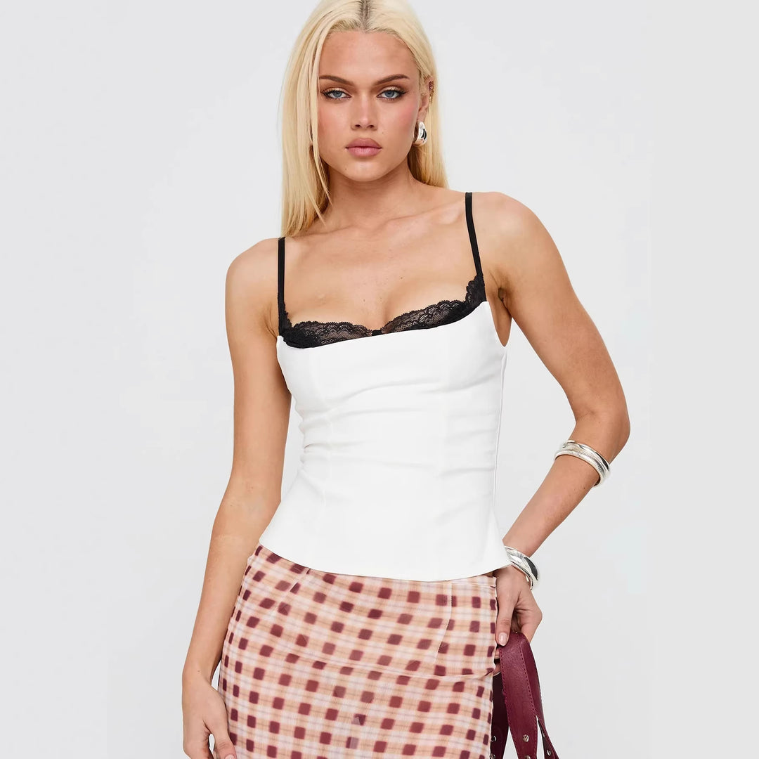 Dame Polka Dots Bustier-top med spidsakcenter Skovae