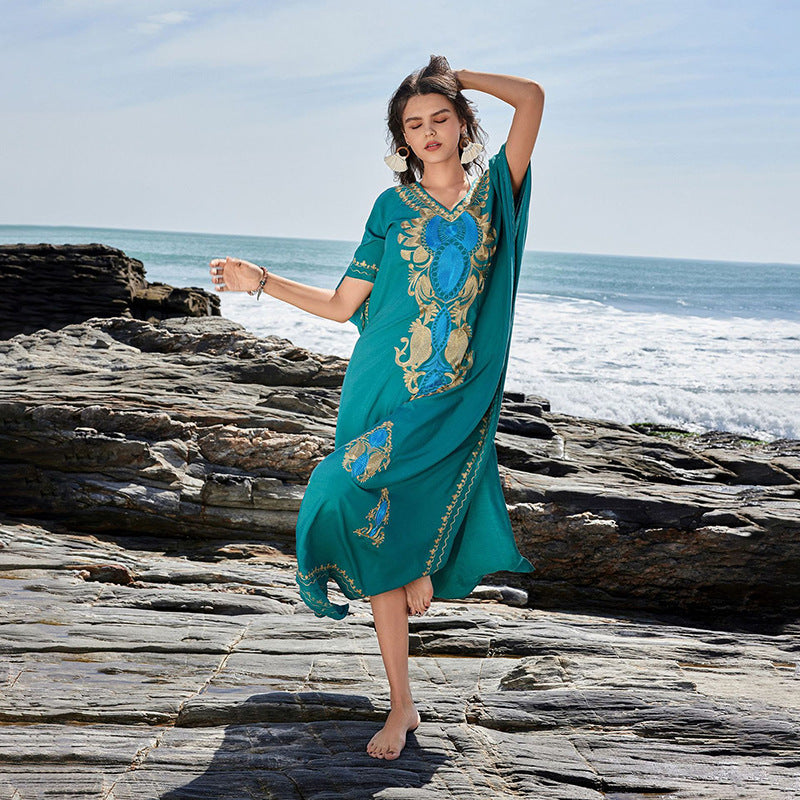 Dame Strandkaftan med detaljeret broderi Stilla