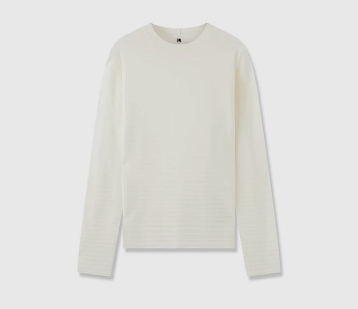 Dame fint strikket langærmet t-shirt med rund halsudskæring og smal pasform Stilla