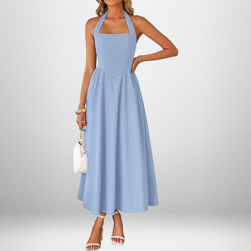 Damer maxi kjole med off-the-shoulder halterneck og flydende nederdel Stilla
