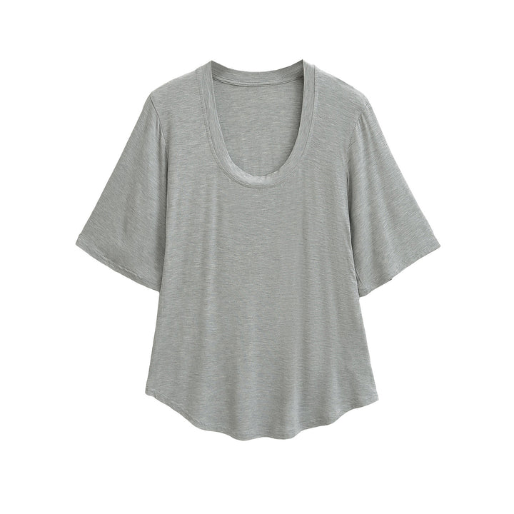 Dame afslappet oversized T-shirt med bred rund halsudskæring og åndbart materiale Stilla