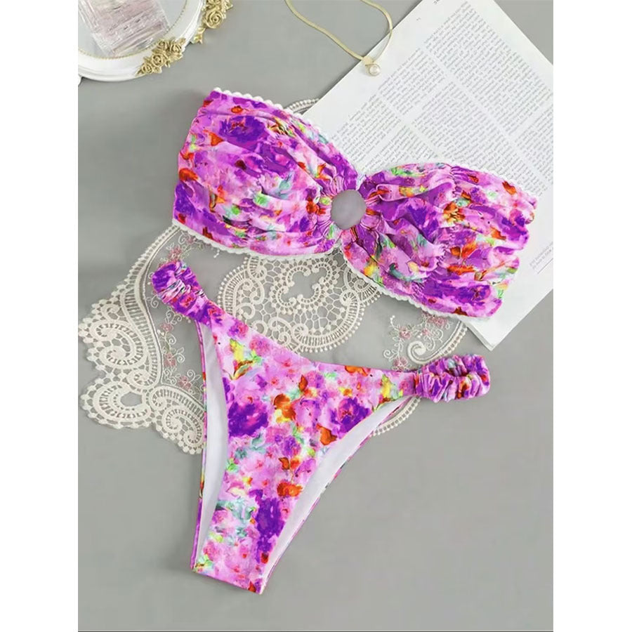 Kvinder Floral Rynkning Bikini Sæt Stilla