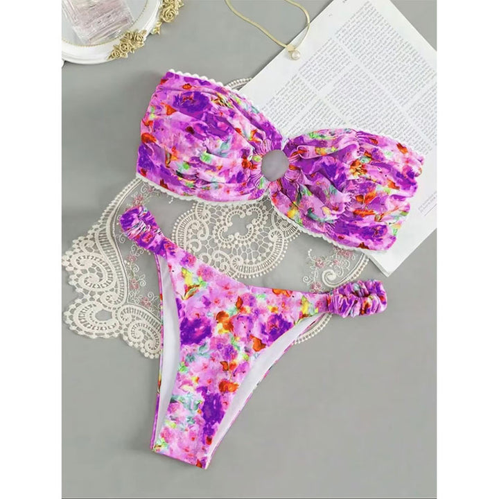 Kvinder Floral Rynkning Bikini Sæt Stilla