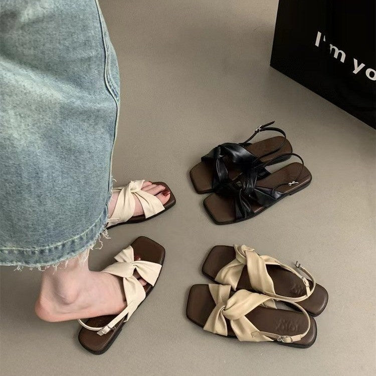Dame skridsikre sandaler med firkantet tåparti og krydsremme Stilla