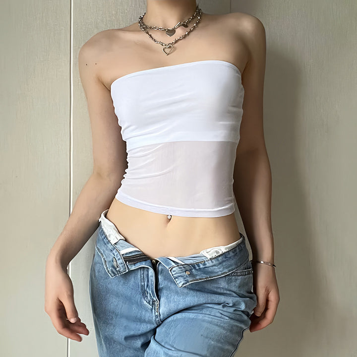 Damer bandeau Top i gennemsigtigt design med elastisk materiale Skovae