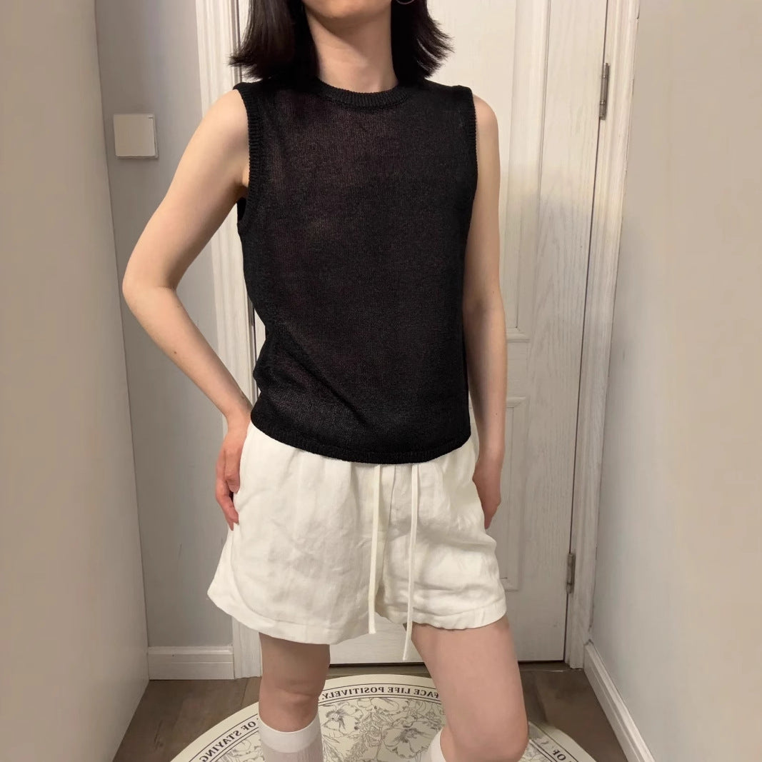Dame strik tanktop med ærmeløst design Stilla