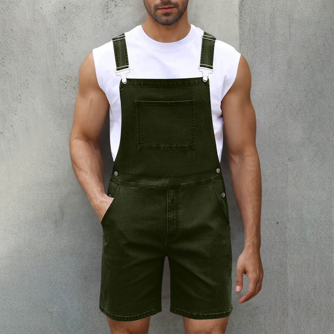 Herrer Denim-Latzshorts med moderne lommer og justerbare stropper Skovae