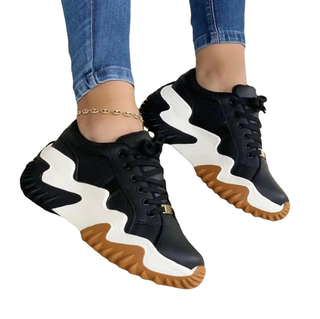 Dame Sporty Sneakers med innovativt bølgemønster og åndbart overmateriale kombination Stilla