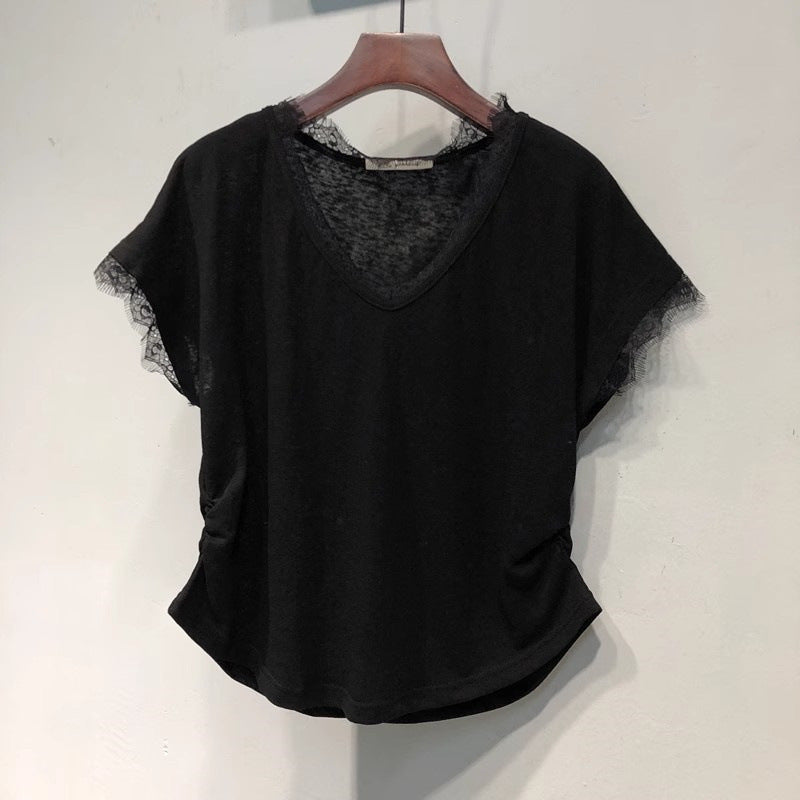 Damer V-hals Spidselærred T-shirt Stilla