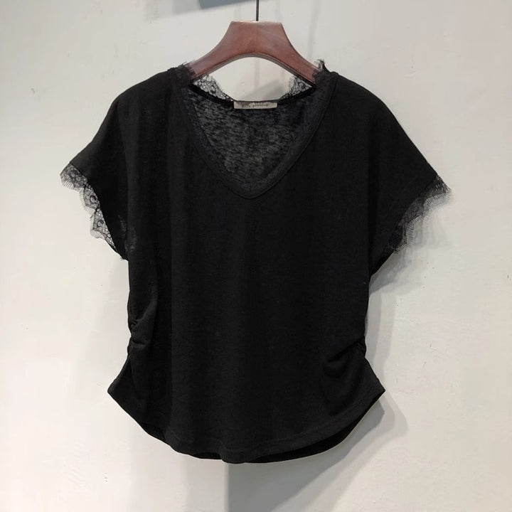 Damer V-hals Spidselærred T-shirt Stilla