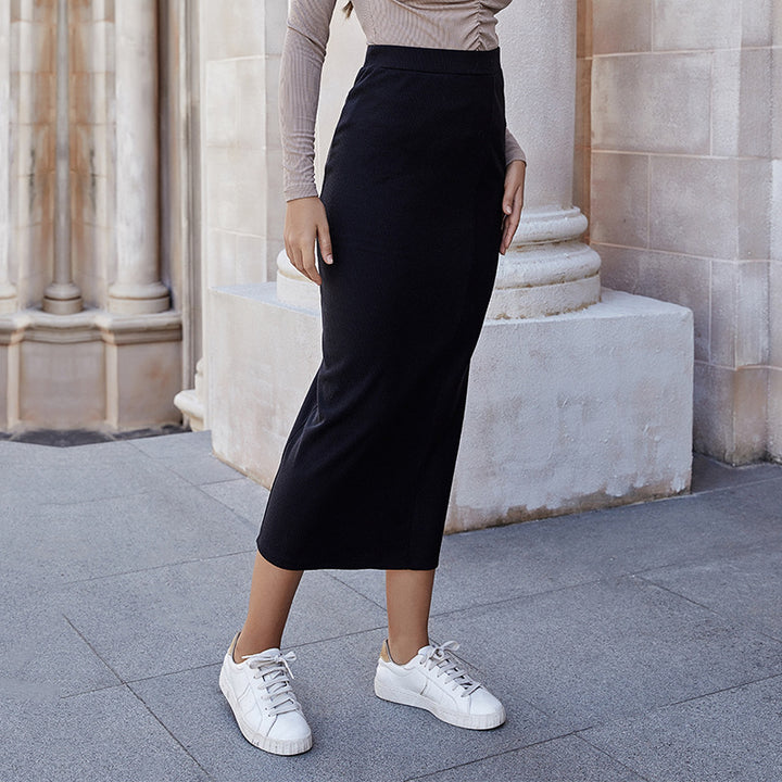 Dame Elegant lang Skirt med høj talje og Stretch-tilpasning Stilla