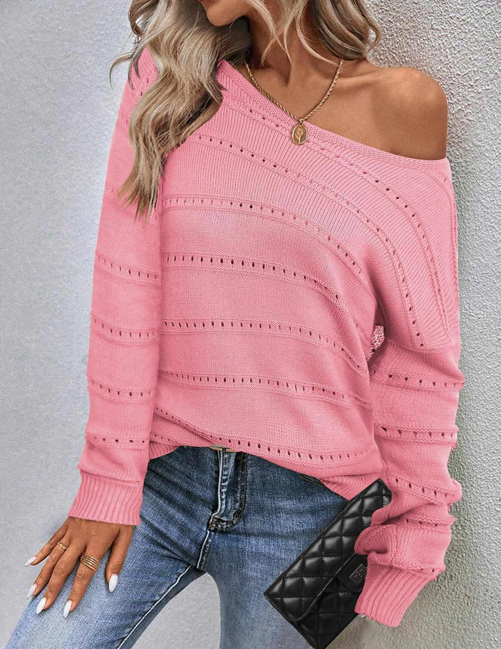 Kvinders strikkede sweater med luftig struktur og løstsiddende design Stilla
