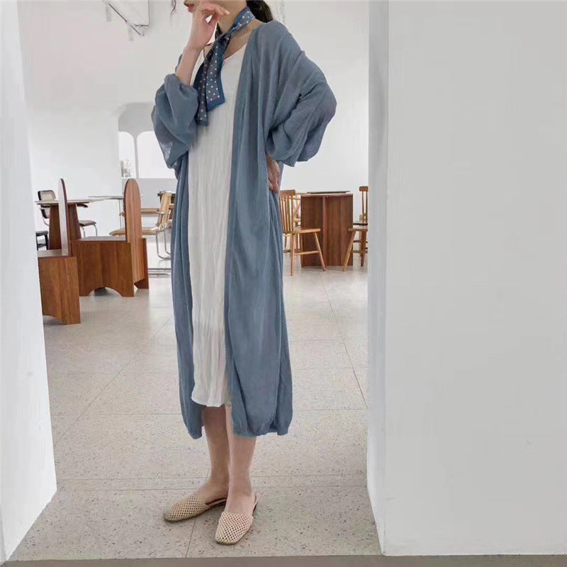 Dame maxi kjole med let kimono overlay Stilla