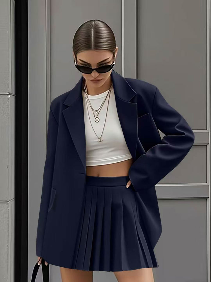 Dame Oversized Blazer med plisseret Nederdel Stilla