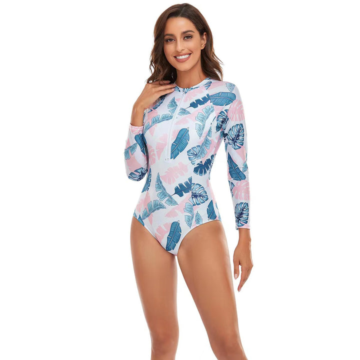 Dame Sporty kortærmet badedragt med trendy blomsterprint Skovae