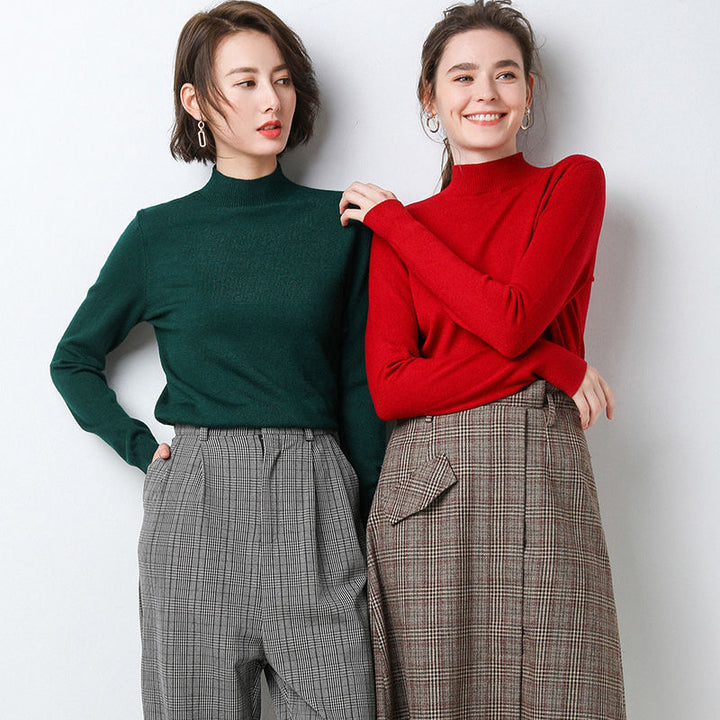Ladies High Neck Fine Knit Sweater Stilla