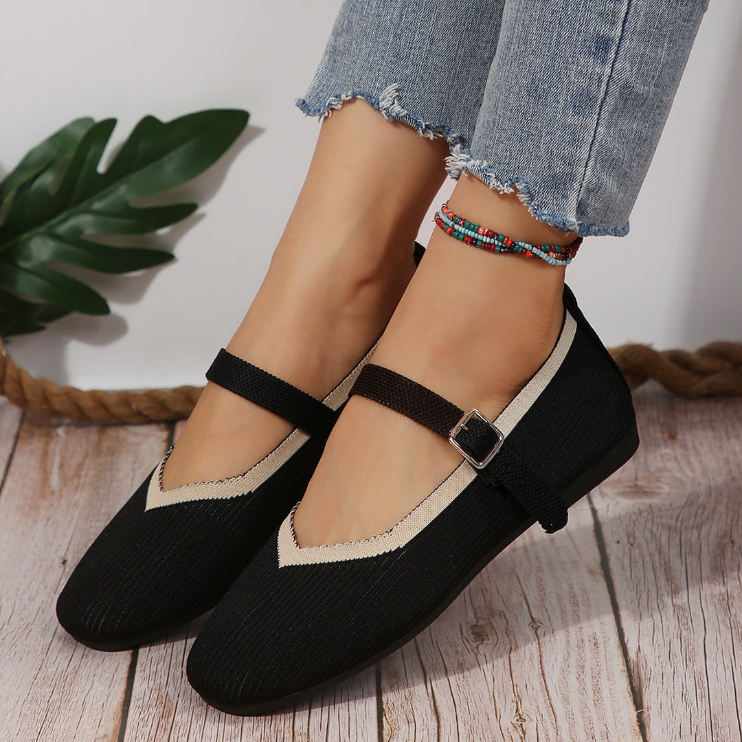 Dame Ballerinas med elegant rem og moderne mønstermix Stilla
