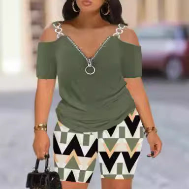 Dame Fashionabel Jumpsuit med Off-Shoulder-Udskæring og Lynlås Skovae