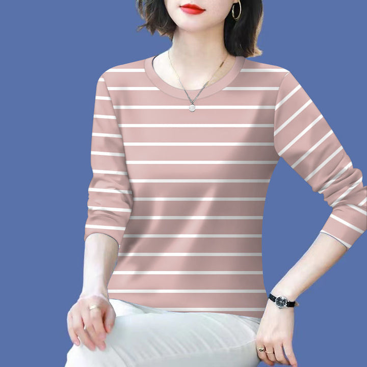 Kvinders afslappede stribede langærmede skjorte Stilla