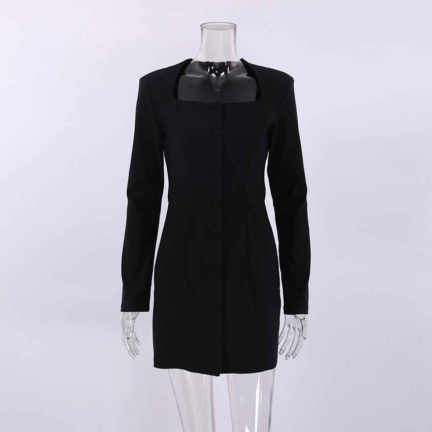 Dame Blazer-kjole med elegant snit og knapdetaljer Stilla
