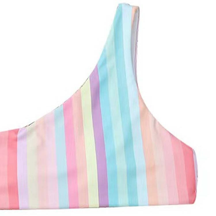 Dame En-Skulder Stribet Bikini Sæt Stilla
