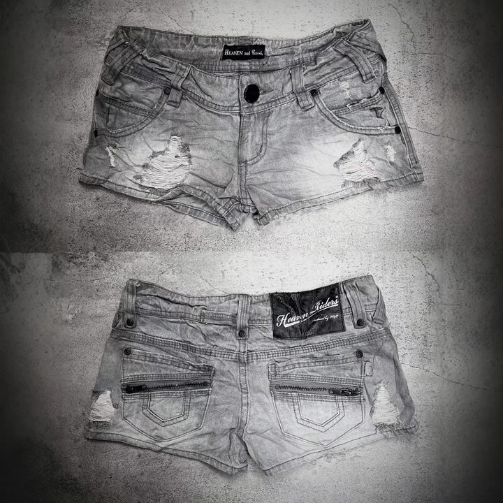 Dame trendy Jeans-Shorts med distressed detaljer Skovae
