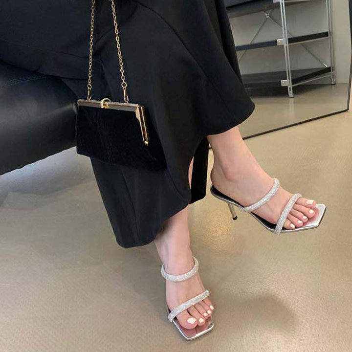 Damer Glamourøse Højhælede Sandaler med funklerende Rhinestones detaljer og elegant remdesign Stilla