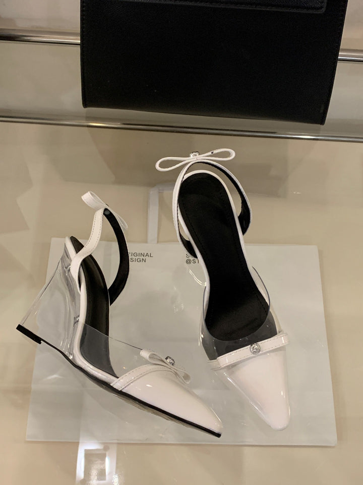 Damer Slingback Pumps med gennemsigtigt overmateriale og fin sløjfedekoration Stilla