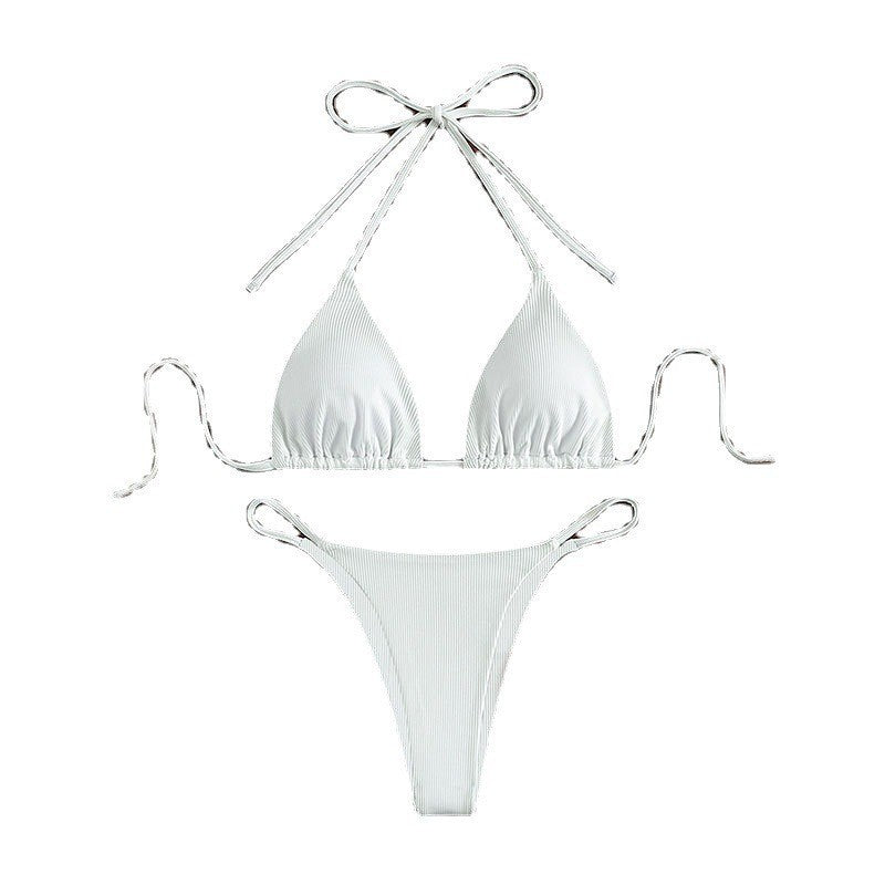 Dame trekant bikini med justerbare stropper og ribbet tekstur Skovae