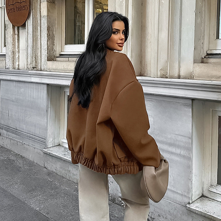 Dame Oversized Sweatjakke med højkvalitets trykknapper og casual lommer Stilla