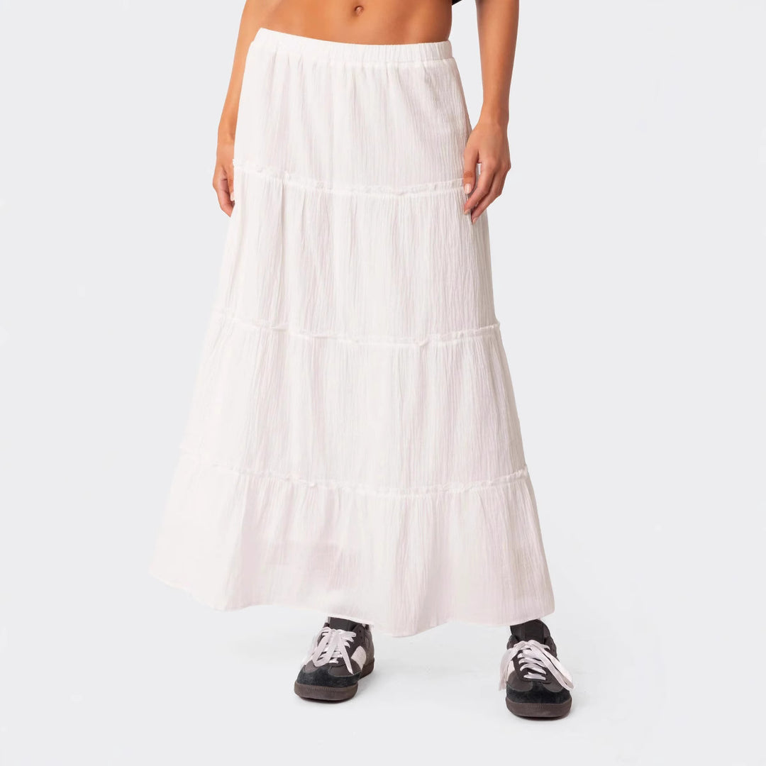 Dame luftig Crop-Top med fortryllende hækle mønster og svingende kant Skovae