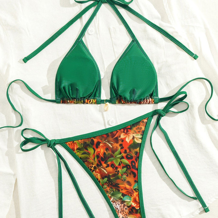 Damer Triangel-bikini med blomster mønstre Skovae