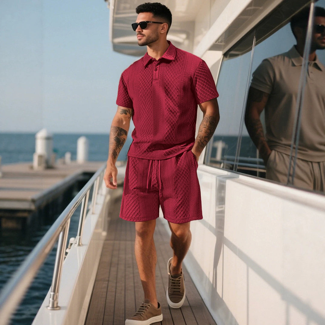 Herren nan strukturerede lounge shorts med elastisk bånd, snøre og sidelommer Skovae