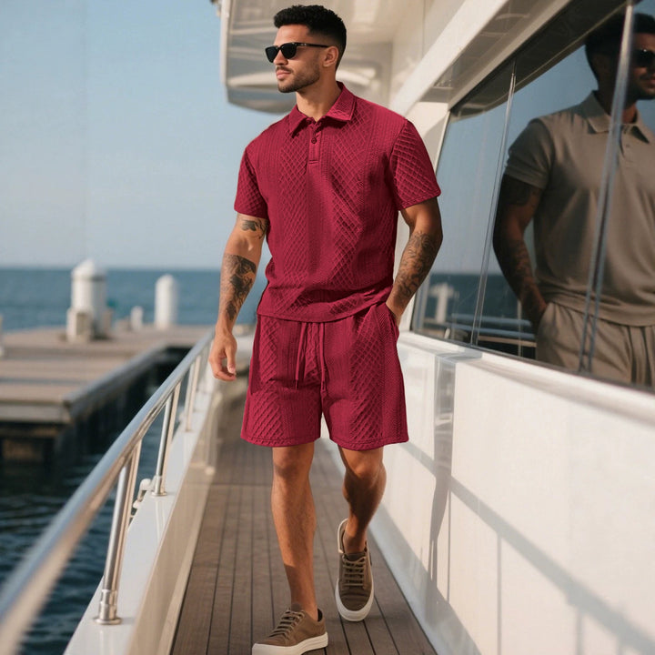 Herren nan strukturerede lounge shorts med elastisk bånd, snøre og sidelommer Skovae