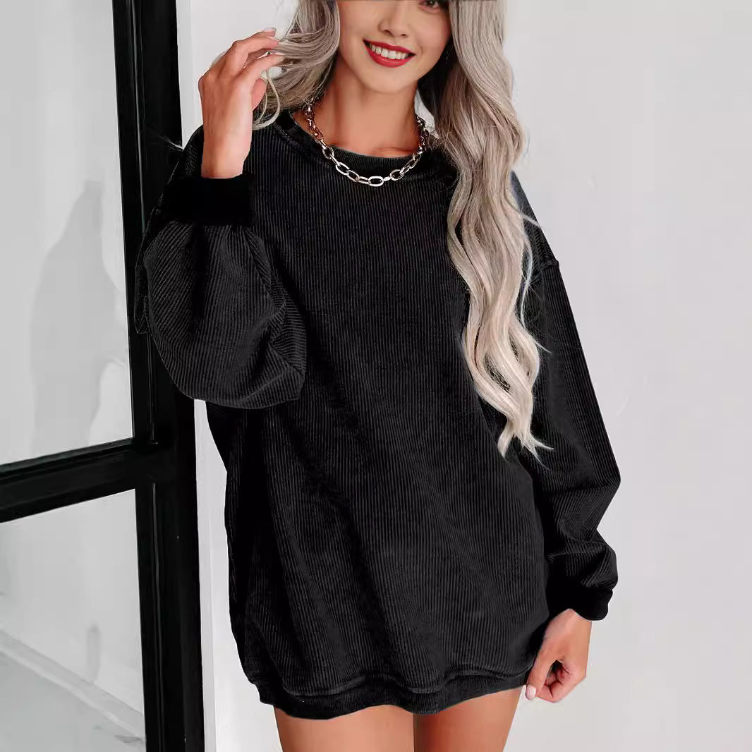 Dame Oversized Sweatshirt med ribstruktur og afslappet snit Stilla