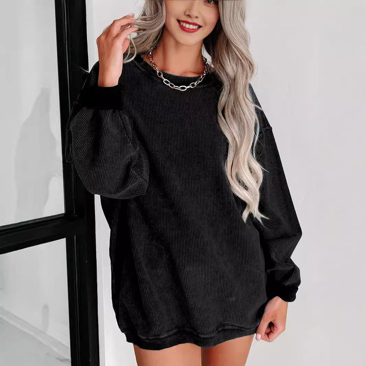 Dame Oversized Sweatshirt med ribstruktur og afslappet snit Stilla