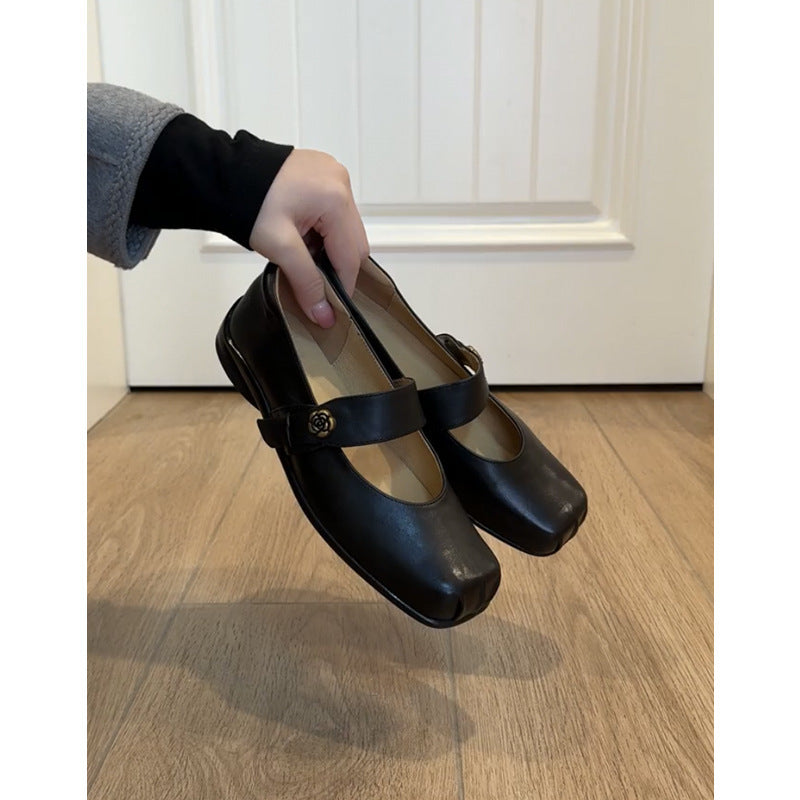 Kvinder Quadrat tå komfort Mary Jane ballerinaer med justerbar rem Stilla