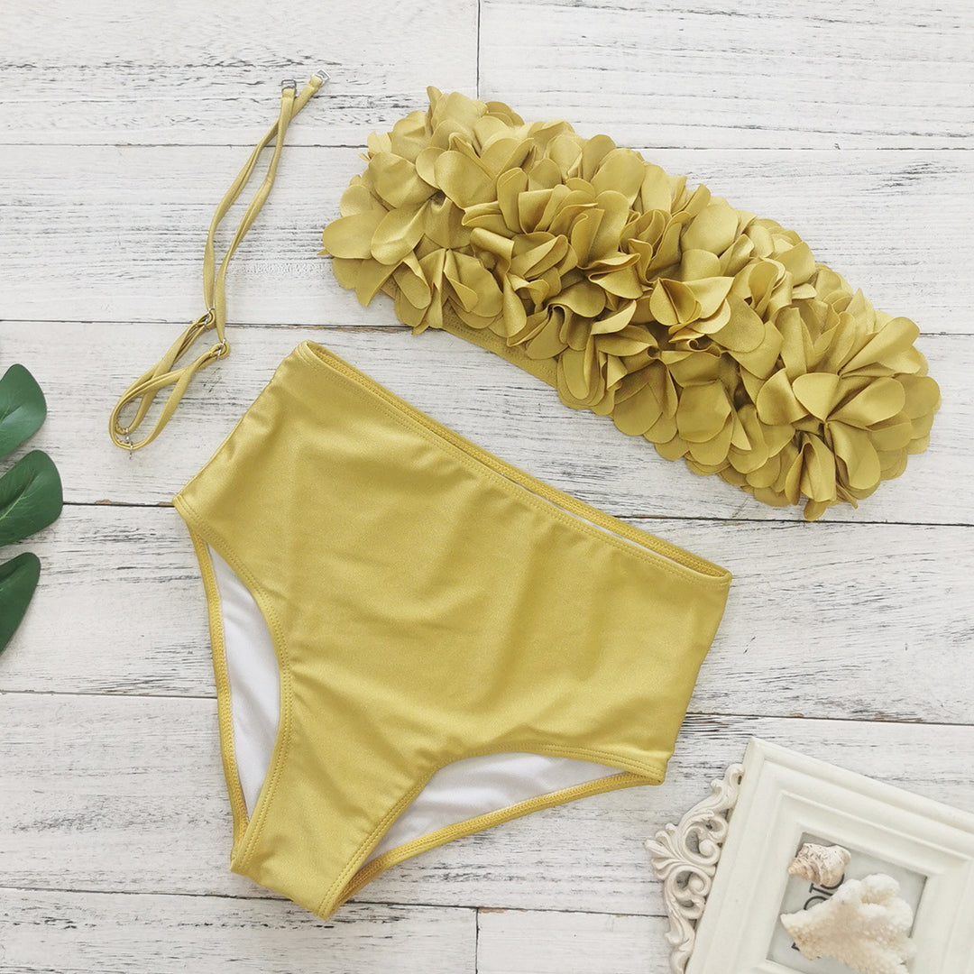 Dame Bikini-sæt med voluminøst blomstermønster og elegant høj talje-snit Stilla