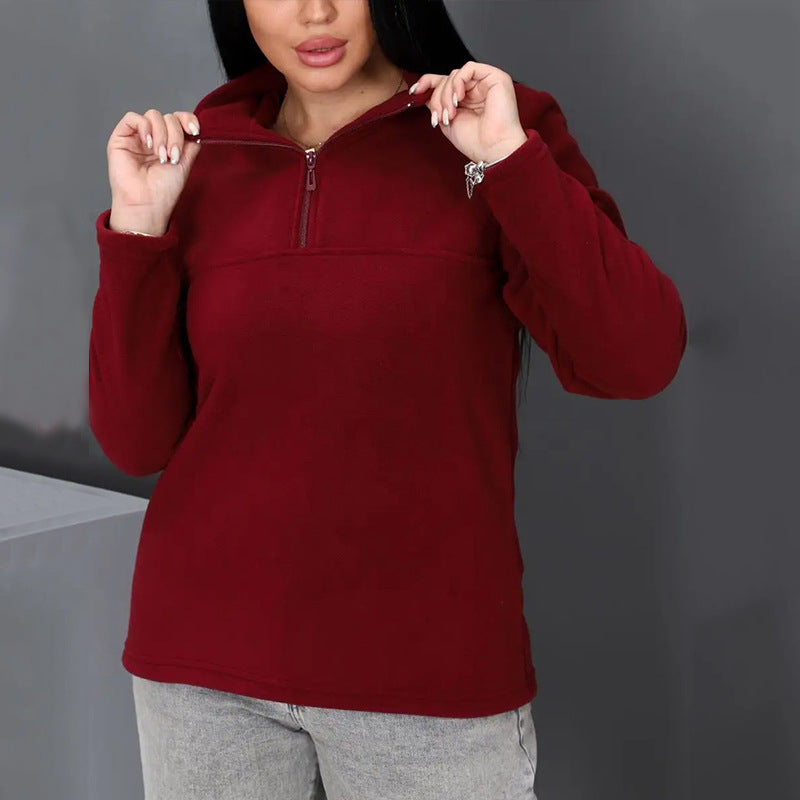 Dame fleece jakke med halvmundzipper og afslappet pasform Skovae
