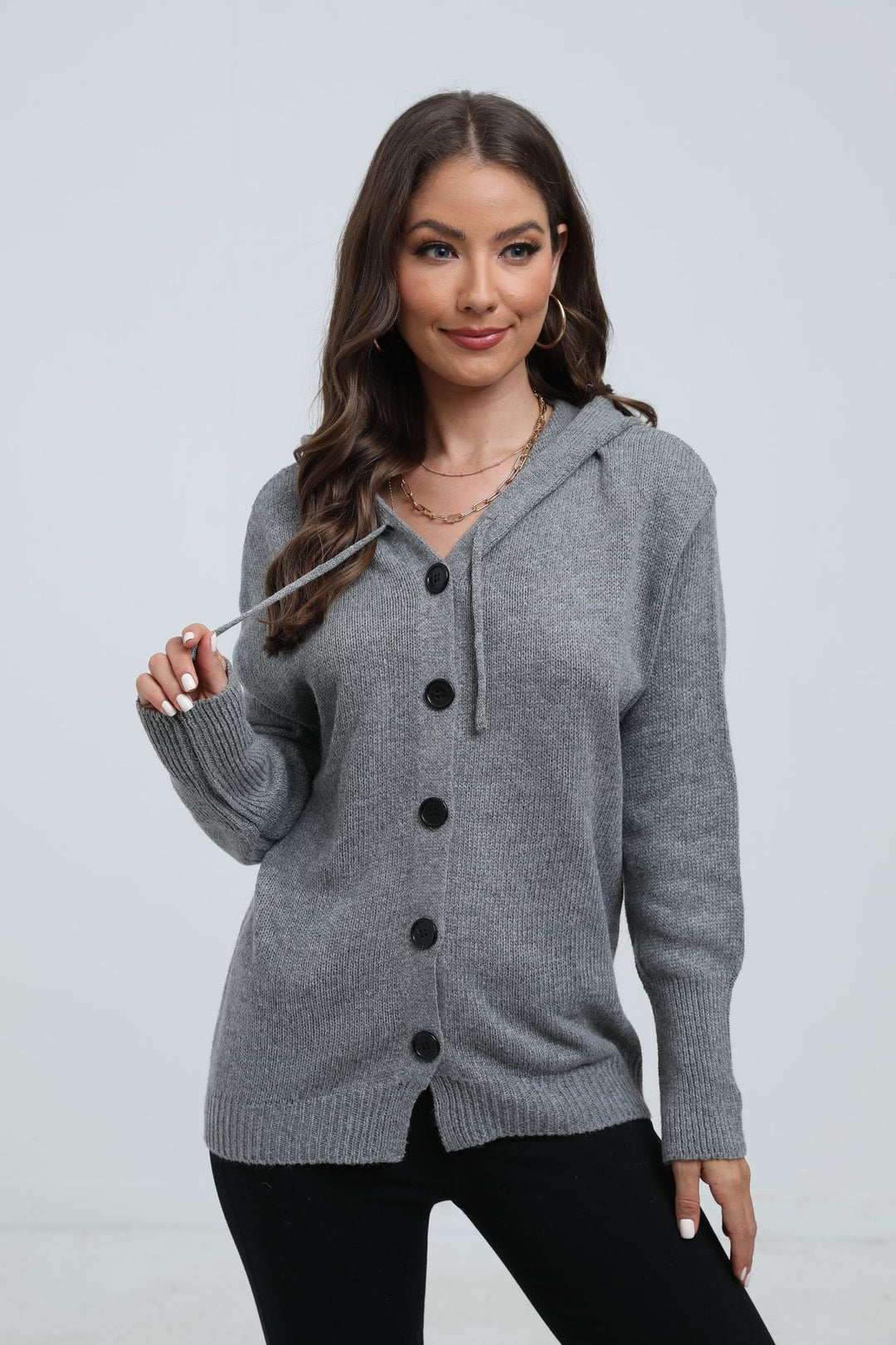 Femme Cozy Button-Up Hoodie Cardigan Stilla