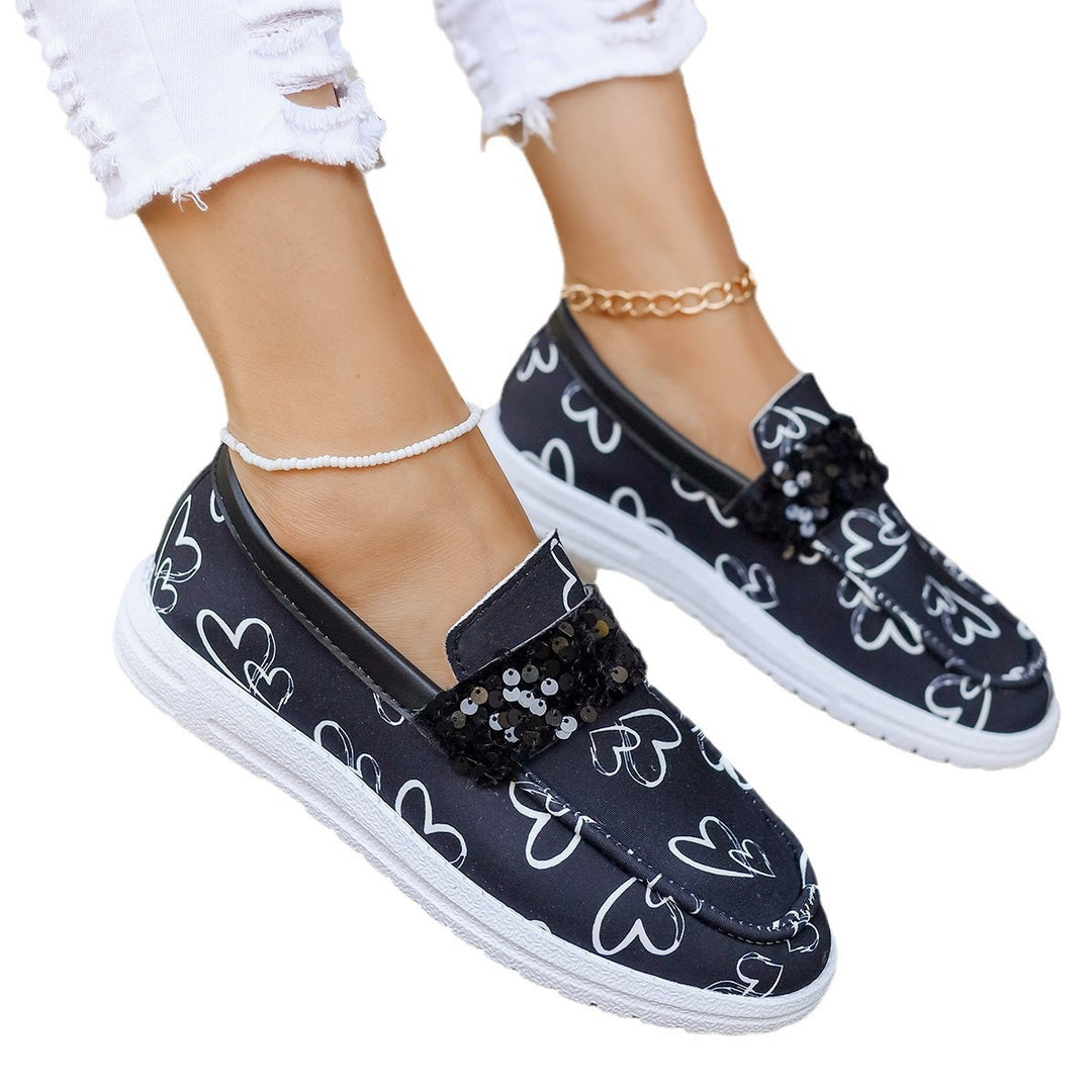 Dame Mode Slippers med funkende Pailletter og Hjerte Motiv Stilla
