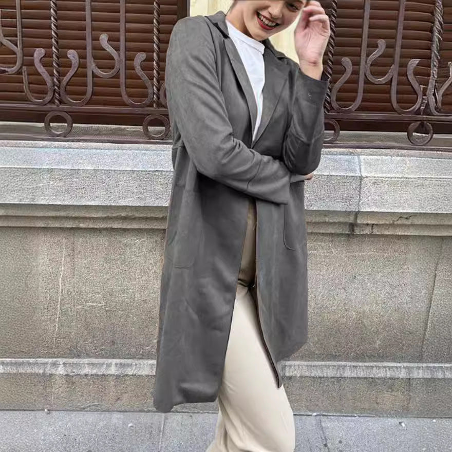 Damer elegant Longblazer lavet af blødt Suedine Stilla