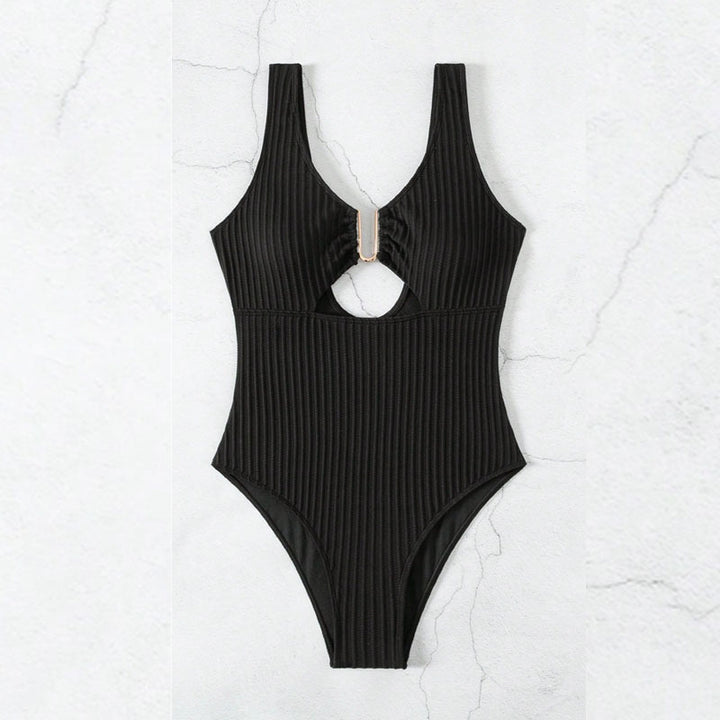 Dame Cut-Out Badedragt med elegant ribbet design Skovae