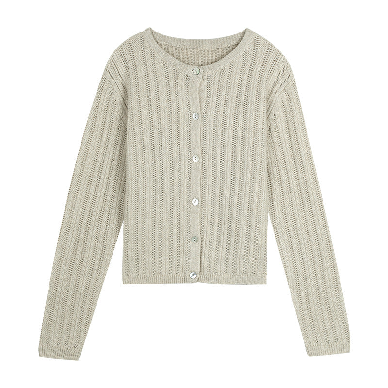 Dame fin strik cardigan med gennemgående knapliste og struktureret design Stilla