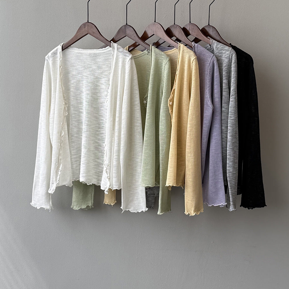 Dame fin strik-cardigan med romantiske ruffle detaljer Stilla