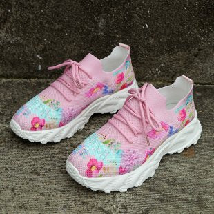 Dame Åndbare Sneakers med blomstermotiv Stilla