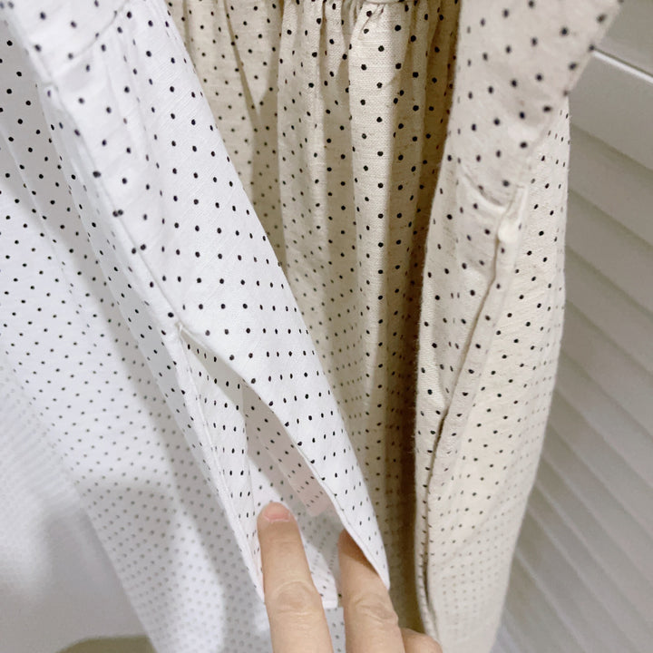Femme Polka Dot Rynket Kant Tunika Top Stilla