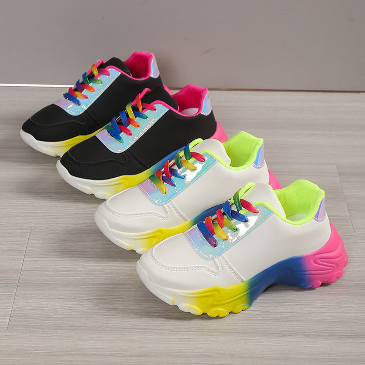Dame Sporty Sneakers med farverige snørebånd og farvegradient Stilla