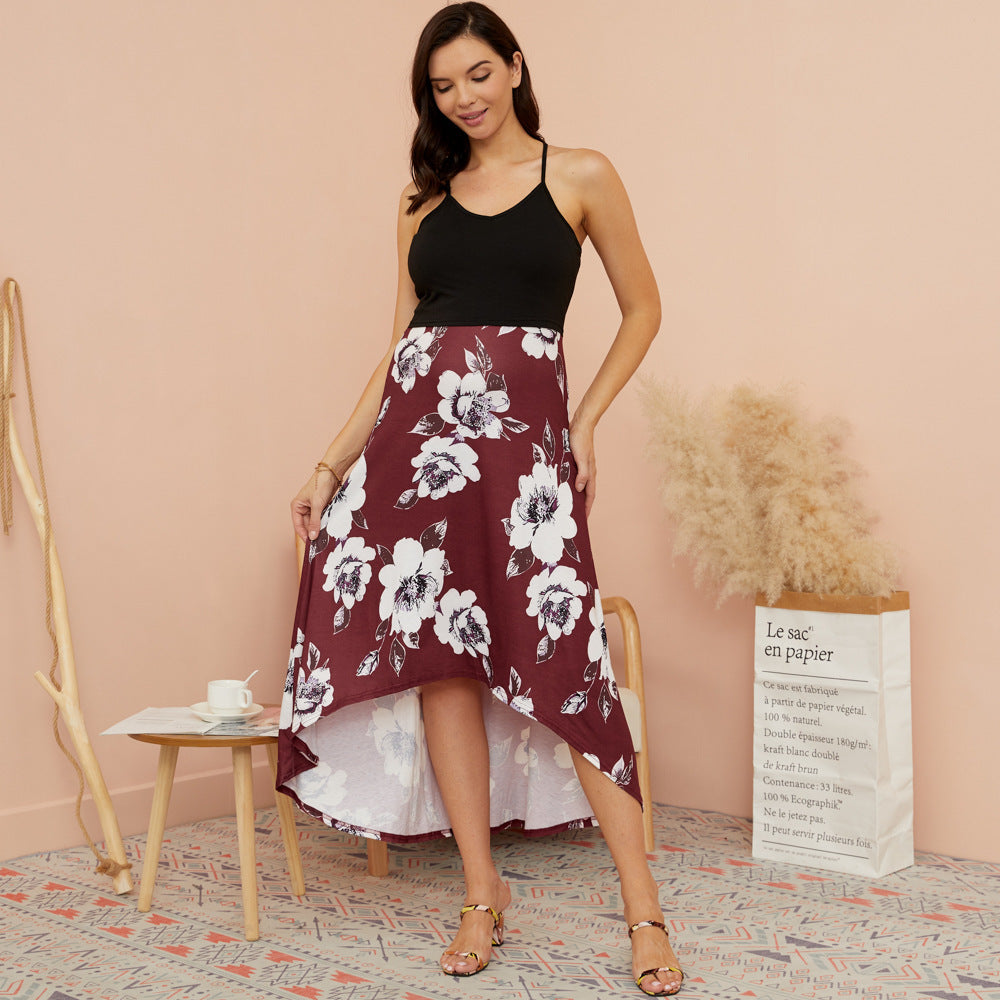 Dame Maxi-kjole med asymmetrisk kant og blomsterprint Stilla