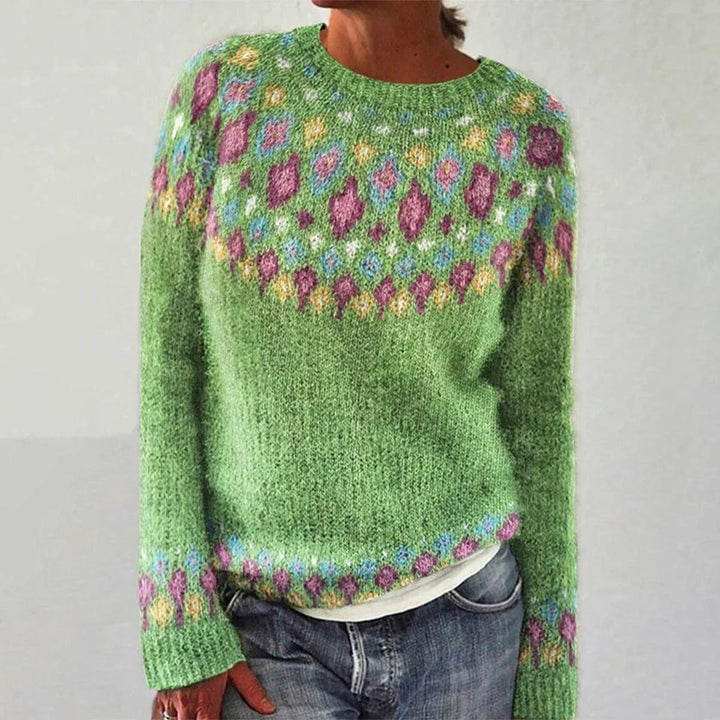 Kvindernes strikkede sweater med levende mønster og behagelig pasform Stilla